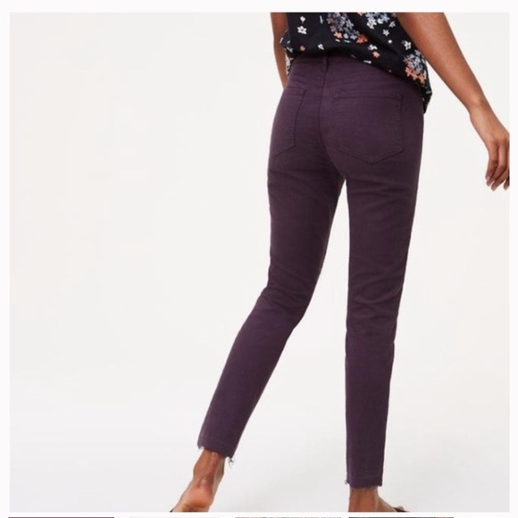 Loft Modern Skinny Raw Hem Jeans Plum 27/4 - Picture 2 of 8
